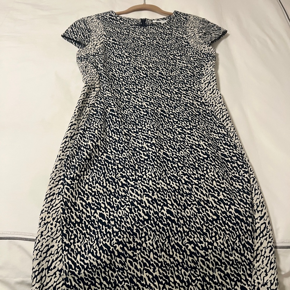 Diane Von Furstenberg navy and White Midi Dress